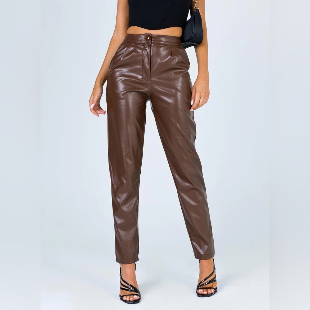 Princess Polly size 2 love club chocolate brown leather pants